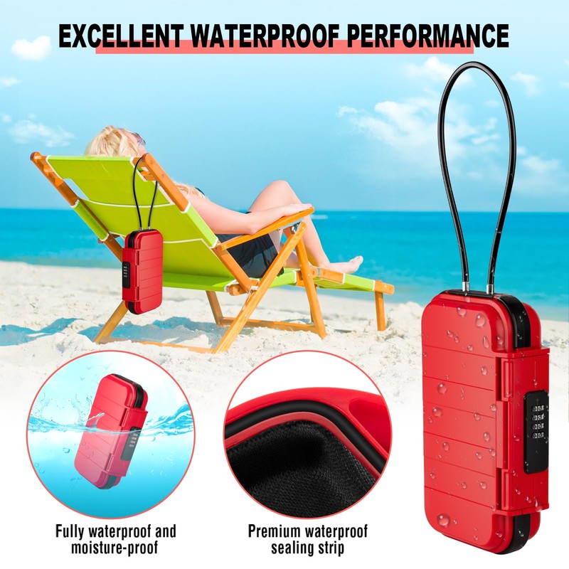 HUANLANG Portable Safe Lock Box, Beach Travel Safe Waterproof Small