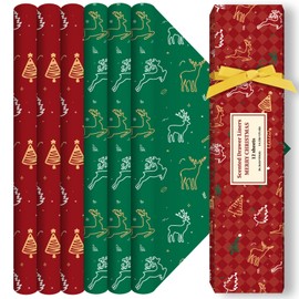 SCENTORINI Christmas Drawer Liners for Dresser, Set，Apple Cinnamon, Cedar, 12 Sheets for Home Shelf Closet Christmas Decoration Gifts