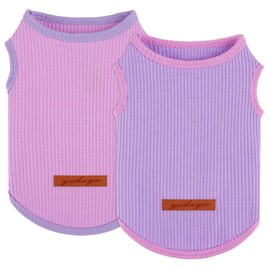 Kosiyi 2Pack Dog Shirt Vest Waffle Dog Clothes for Small Dogs Boy Girl Stretchy Spring Summer Puppy T-Shirts Soft Breathable Tank Top Sleeveless Vest Sweatshirt Pet Cat Outfit, Purple+BP,XS