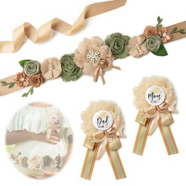 Kadamii Baby Shower Sash for Mom to Be, Floral Belly Bands Baby Shower Deccoration