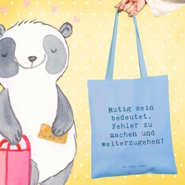 Mr. & Mrs. Panda Tragetasche Spruch Fehler Machen Lernen - Geschenk, Herausforderungen annehmen, Unterstützung, Lebensweisheit, Liebe, Stofftasche,