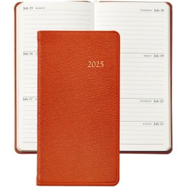 Graphic Image 2025 Pocket Datebook Planner, Week-at-a-view pages, Genuine Leather (3.125" W x 6" H - Made in the USA)