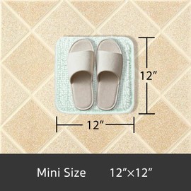 Yeaban Small Bathroom Rugs 12"x12" – Thick Chenille Bath Mats | Absorbent and Washable Bath Rug Non-Slip, Plush and Soft Rugs for Bathroom, Shower, Sink(Spa Blue)