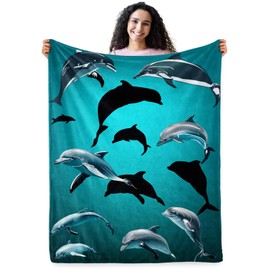 Pertos Dolphin Gift Toys for Boys and Girls - Perfect for Christmas Birthdays Valentine's Day Easter Blanket for Kids Ages 1-14 Years Old Child or Teen Decorative Fleece Throw Blanket 50"x60"