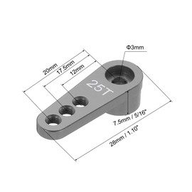 sourcing map 8 Pcs Aluminum Servo Horn 25T Servo Horn Steering Short Arm 28mm Length Bright Gray Suitable for DIY RC Car/Boat/Airplanes Boat Model Accessories