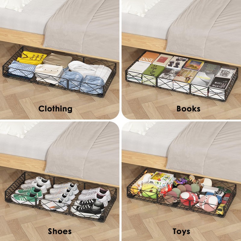 NADAMOO Large Under Bed Storage with Wheels, Low Profile Rolling