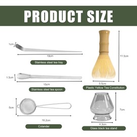 Macha Tea Kit with Matcha Whisk Spoon Sieve Holder for Whisk 5 Pieces Matcha Set Food Quality Material for Home Office, Perfect Gift for Matcha Lovers