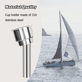 316 Stainless Steel Boat Cup Holder,Portable Cup Holder,15 Degree Outrigger Cup Holder,Flush Mount Resistant Cup Insert,Stainless Steel Mount Outrigger Rod(Cannot be Used as Fishing Rod Bracket)