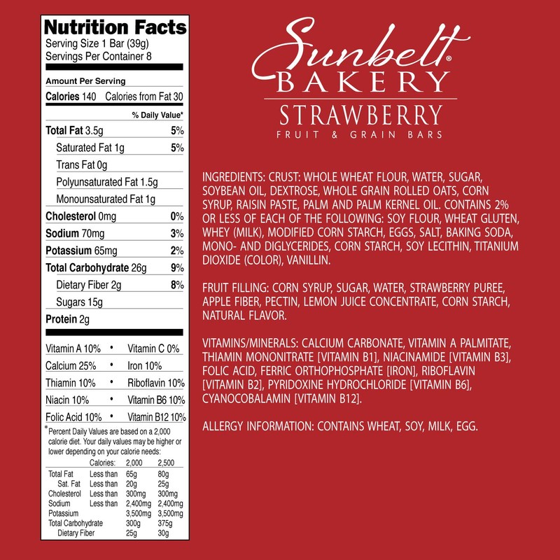 Sunbelt Bakery's Strawberry Fruit & Grain Bars, 1.4 oz Bars,