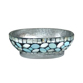 nu steel Collection Shower & Countertop, Aqua Finish Sea Foam Bright-Colored Mosaic Glass/Stainless Steel Soap Saver Dish, Bar Holder Tray for Bathroom Counter, Shower, Kitchen Sponges, Scrubbers