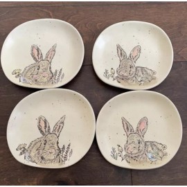 Spectrum Spring Easter Bunny  Appetizer Cake Dessert plates set of 4 New