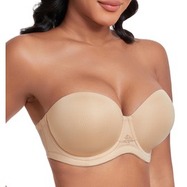 DotVol Women's Full Figure Strapless Bra for Plus Size Underwire Contour Smooth Multiway Convertible(40DDD, Beige)