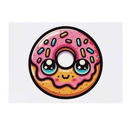 Azeeda 'Kawaii Donut' Temporäres Tattoo - Hautfreundlicher & Ungiftiger Abziehbild · Wasserfest (TO00070673)