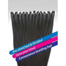 Janet Collection Nala Tress 3X EZ SPLIT Pre-Sectioned Pre-Stretched Braid Knotless Extremely light weight 100% Kanekalon Fiber 36” Inch value pack (36”, COLOR #4)