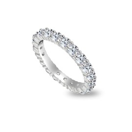 Sterling Silver Cubic Zirconia 3mm Round Stackable Wedding Band Ring for Women Size 7