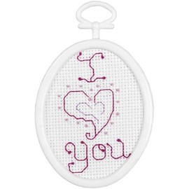 Janlynn I Love You Mini Counted Cross Stitch Kit-2-1/4 X2-3/4 Oval 18 Count