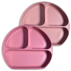 Carrot story 100% Silicone Suction Baby Toddler Plate, 2-Pack, Waterproof Washable Plate, BPA Free, Microwave/Dishwasher Safe (Sweet)