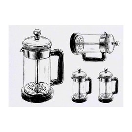 4 x 'French Coffee Press ' Temporary Tattoos - Water Resistant, Skin-Safe, Non-Toxic Transfers, Mixed Sizes (TO00082682)