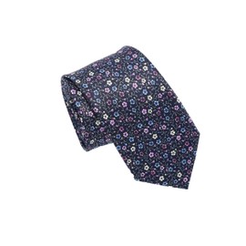 Jones New York Men's Printed Ditsy Floral Neck Tie | Navy/Purple | 100% Polyester | 3" Width | Classic Styling, Micro Floral Print