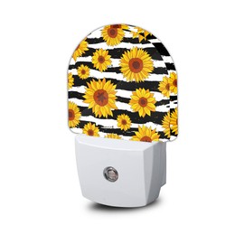 AOWULA Sunflowers Striped Night Light,Night Lights Plug into Wall for Boys Girls Bedroom Decorative Half Round Nightlight Led Lamp 0.5W Sleep Friendly