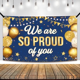 KatchOn, Blue We are So Proud of You Banner - XtraLarge, 72x44 Inch | Graduation Banner, Congratulations Decorations | Graduation Backdrop 2025, Graduation Decorations Class of 2025 Blue and Gold