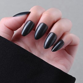 XZMeiLun Black Pearl Press On Nails Short Square 30 Pcs, Designer Reusable Acrylic Fake Nails with Glue, Glitter Soft Gel Nails Wedding and Party, Stick On Glue On Nails, Nails for Women Gift