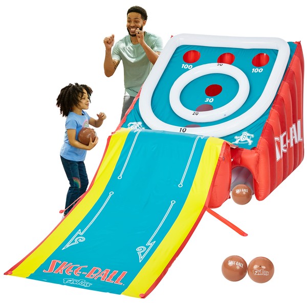 Skee-Ball Game for Kids and Adults, Giant Inflatable Game, 11 Feet Long, Includes 4 Balls and Electric Air Pump, Indoor and Outdoor Games for Adults and Family, Skee-Ball Arcade Game for Home, Toys