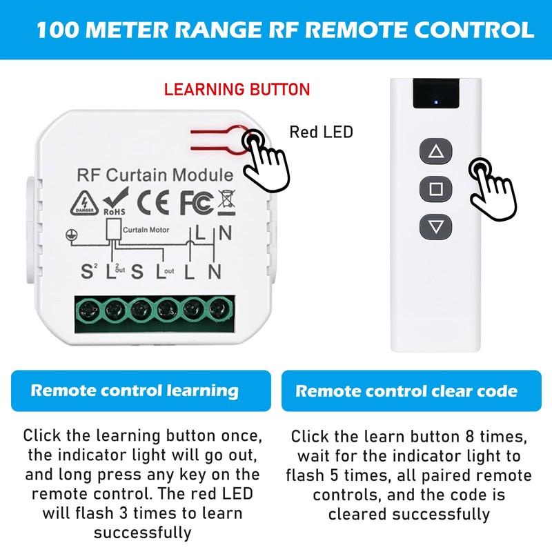 Wireless Roller Shutter Control Retrofit Set, Roller Shutter Motor Control,