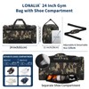 LONALIA 24 inch Gym Duffle Bag with Shoe Compartment -
