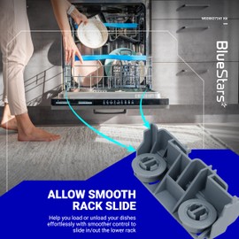 BlueStars WD28X27241 Dishwasher Rack Carrier & Roller Kit - Exact Fit for GE Dishwashers Lower Rack Wheels Assembly, L and R Side - Replaces WD12X10438 WD12X10439, WD12X10446 WD12X10447 - PACK OF 2