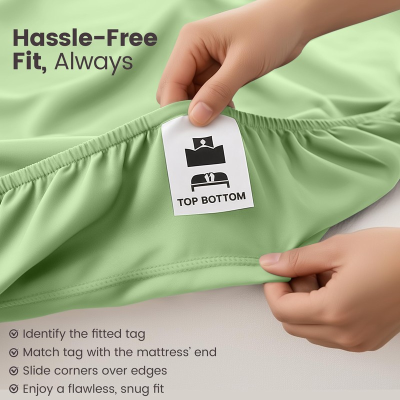 Utopia Bedding Fitted Sheet Single, Sage - Deep Pocket 14