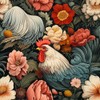 MuralPeel Rooster Flowers Red White Chicken Floral Peel and Stick