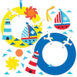 Baker Ross AW456 Seaside Wreath Decoration Kits (Pack of 3)