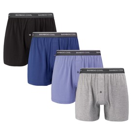 BAMBOO COOL Men's Boxer Shorts 4 Pack Underwear for Men Relaxed Fit Stretch Short