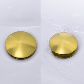 SWHYGER Bathroom Sink Drain Without Overflow Gold,Bath Faucet Vessel Vanity Sink Pop Up Drain Stopper Brass Brushed Gold,83606BG2.