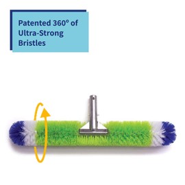 Blue Torrent Swimming Pool Brush, 360-Degree Bristles for Pools, Reinforced Design, 24"