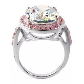 N/A 13.57 AURORA BOREALIS OVAL CUT CZ SILVER RING SIZE 6,7,8,9,10