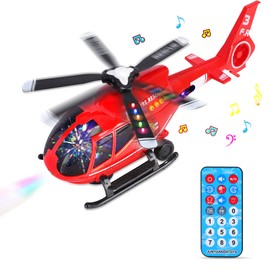 Helicopter Toy with Remote Control, Aeroplane Toy, Aeroplane Play Set, Aviator Children with Educational Toy Set, with LED Light and Music, Infrared Control for Children 2 3 4 5 6 Years (Red)