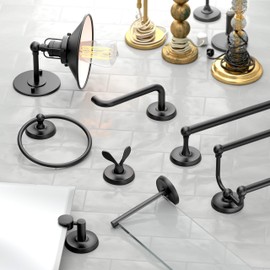 Gatco 5370MX Desinger II Euro Toilet Paper Holder, Matte Black/Wall Mount Toilet Tissue Paper Holder for Bathroom