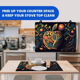 ONASCECY Electric Stove Cover 28" X 20"- Soft And Durable Rubber Glass Stove Top Protector, Easy Store And Clean Stove Top Protector Suitable For Electric Stove, Washer And Dryer (Apple2)
