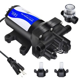 TDR Venus Water Pressure Booster Pump 110v Diapphragm Pump Inline Water Pump 75psi 5.5 GPM Self Priming RV Water Pump for Kitchen, Bathroom, RV, Marine Yacht, Caravan, Garden