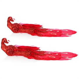 com-four® 2 x Christmas Tree Decorations Bird - Peacock with Sequins for Christmas Tree Decoration - Plastic Birds with Clip for Christmas