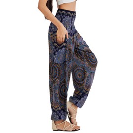 Joob Joob Boho Pants for Women - Hippie Harem Pants Women - Womens Yoga Pants – Comfy Bohemian Flowy Hippie Clothes - Midnight Medium