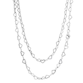 Treasure Bay 925 Sterling Silver Heart Chain Necklace for Women – Stack, Layering Charm Necklace, Made in Italy, Length 16" 18" 19" 20" 21" 22" 24" in (20)