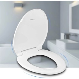 WSSROGY Toilet Seat Elongated with Cover Soft Close, Easy to Install, Plastic, White,...