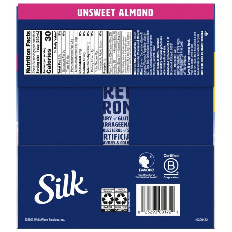 Silk Shelf-Stable Unsweetened Almond Milk, 1 Quart ( 6 PACK