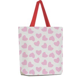 NTAOHAMPER Canvas Gift Bags for Gifts Packages,Reusable Grocery Bags,Tote Bag for Shopping,Vacation,Beach,Trendy Gifts,Gym(Heart)