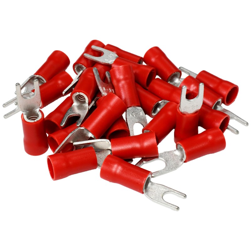 25PCS 8 AWG #10 Insulated Fork Terminal Connector 62A 600V