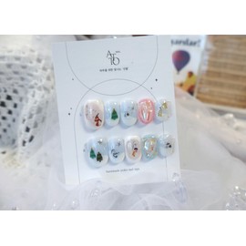 Christmas handmade nail tips-part4.on the snow - short square / 크리스마스 수제네일팁-part4. on the snow - 숏 스퀘어