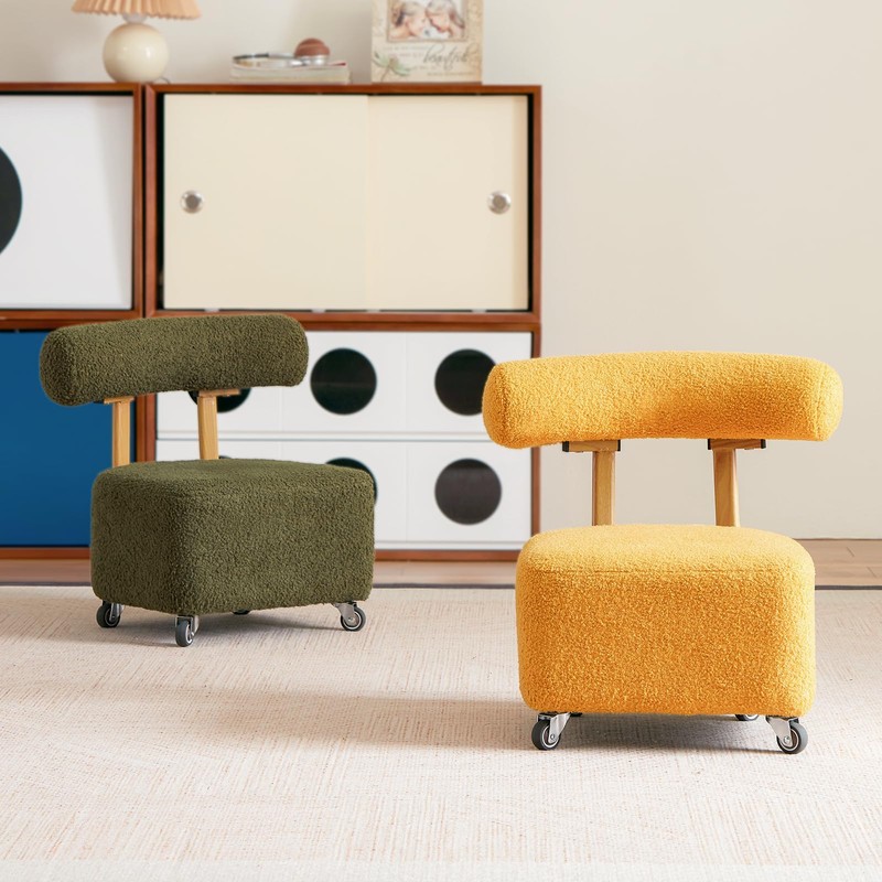 Kids Rolling Stool with Backrest, Small Chair for Toddler Desk